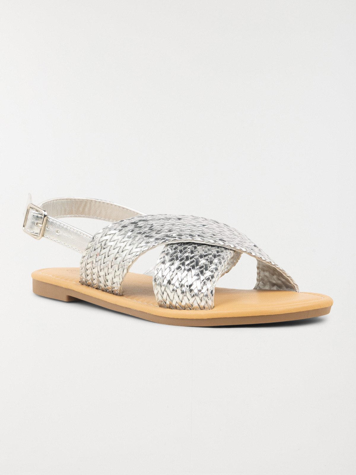 Sandales plates argentées femme (36-41) Sandales plates argentées femme (36-41)