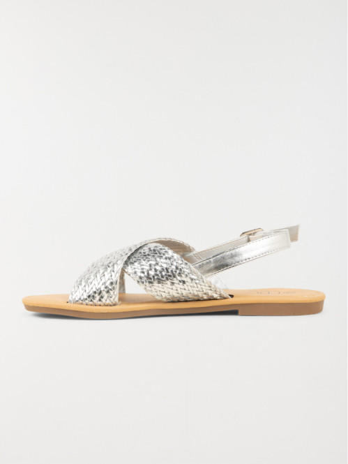 Sandales plates argentées femme (36-41) Sandales plates argentées femme (36-41)