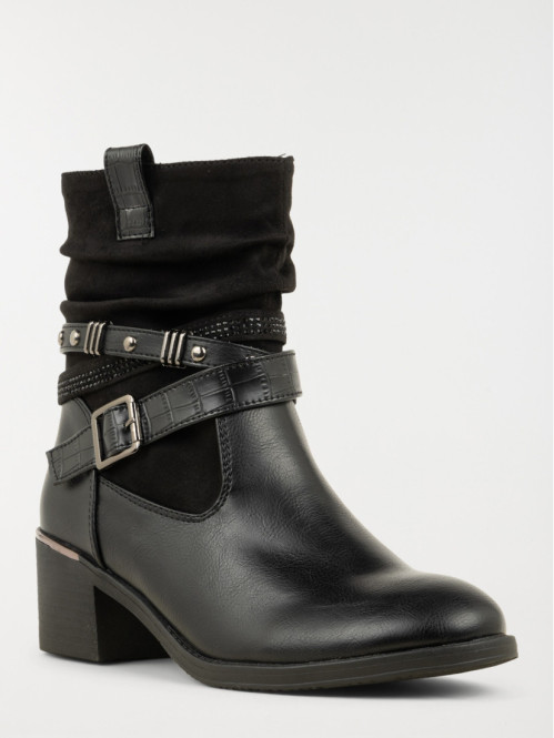 Bottines plissées à talon...