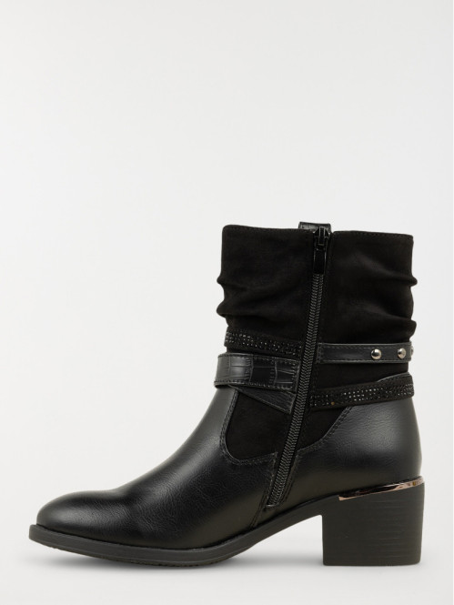 Bottines plissées à talon...