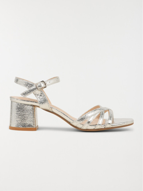 Sandales talons femme argentés (36-41)
