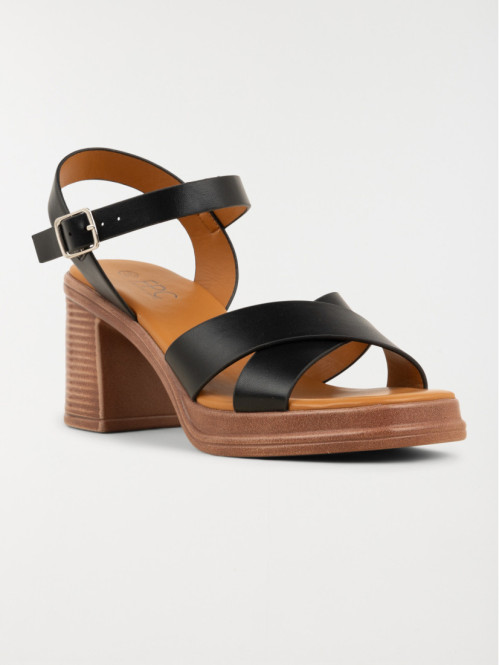 Sandales noires à talon femme (36-41)