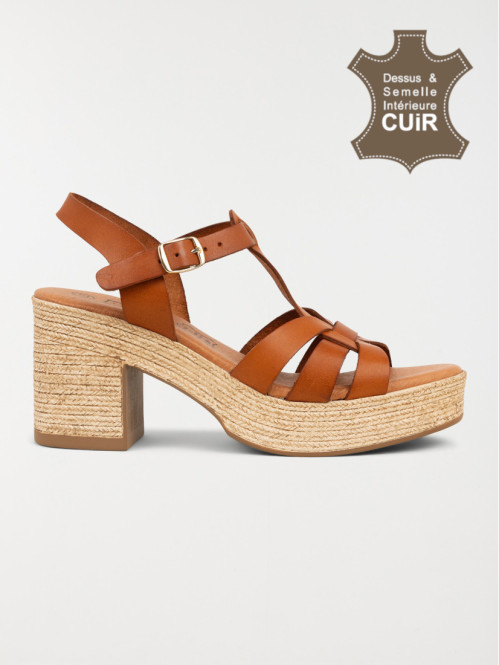 Sandale talon haut femme marron (36-41)