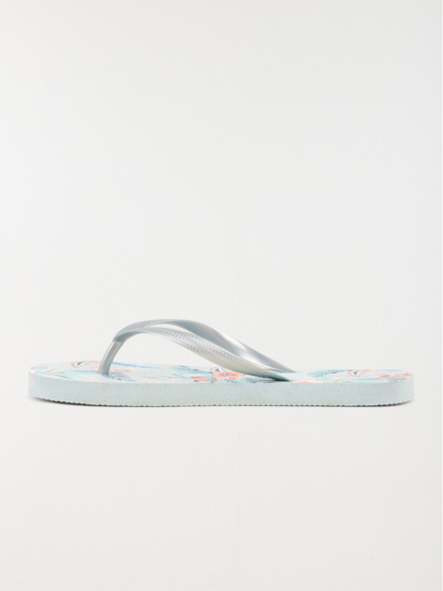 Tong bleue motif exotique femme (36-41) Tong bleue motif exotique femme (36-41)