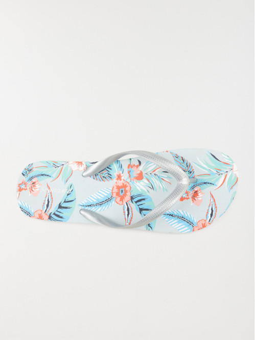 Tong bleue motif exotique femme (36-41) Tong bleue motif exotique femme (36-41)