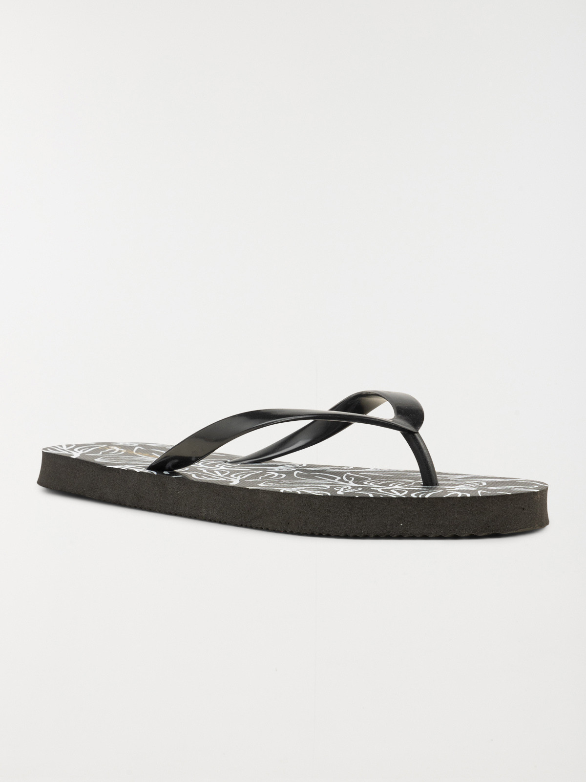 Tong imprimée noire femme (36-41)