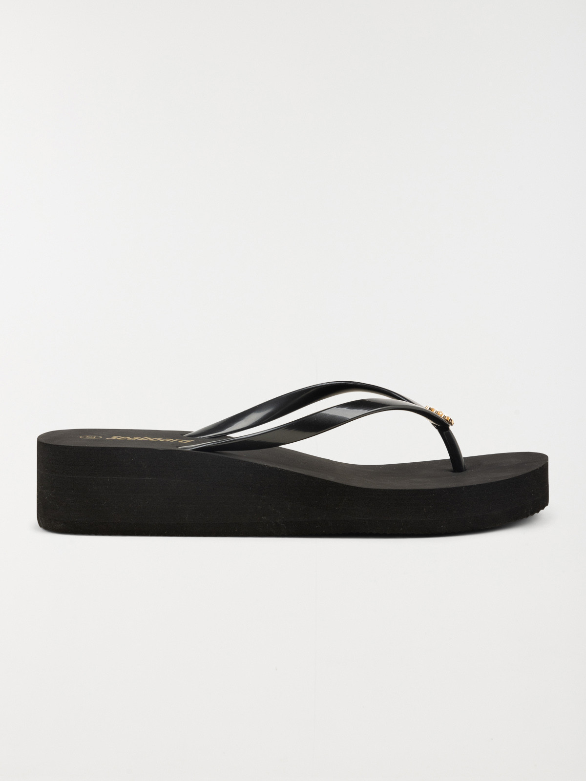 Tong noire plateforme femme (36-41)