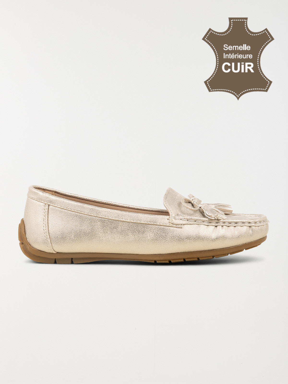 Mocassins coloris or femme (36-41)