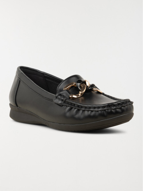 Mocassin noir détail doré femme (36-41) Mocassin noir détail doré femme (36-41)