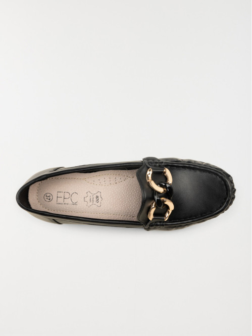 Mocassin noir détail doré femme (36-41) Mocassin noir détail doré femme (36-41)