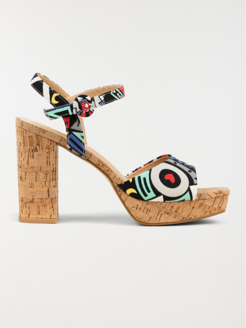 Sandales talon denim bleu femme (36-41)