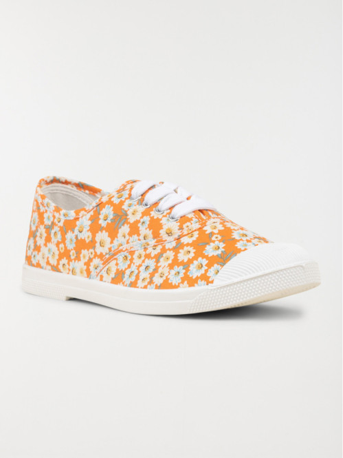 Basket toile fleurie orange (36-41)