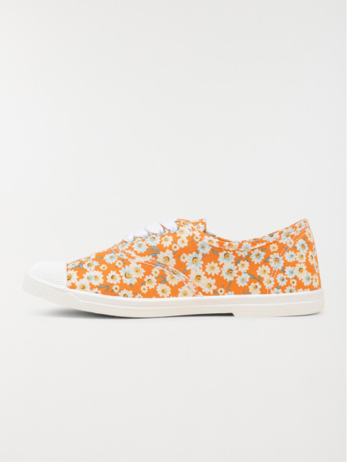 Basket toile fleurie orange (36-41)