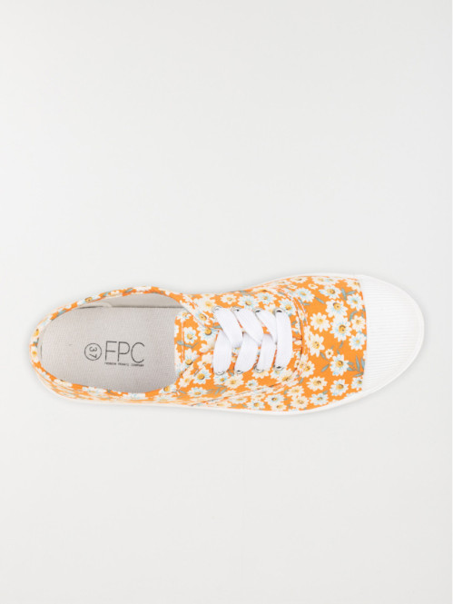 Basket toile fleurie orange (36-41)