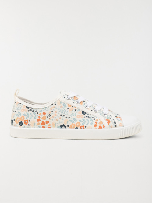 Basket toile motif fleurie femme (36-41)