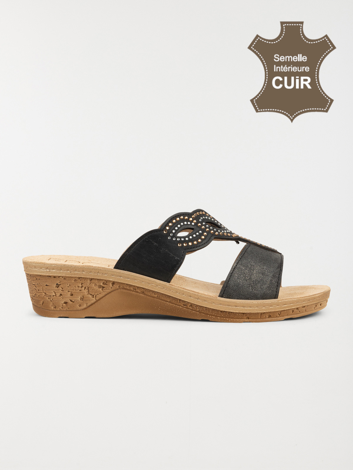 Mule confort femme noir (37-41)
