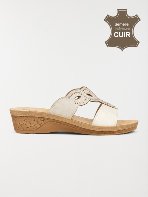 Mules conforts femme ecru (35-41)