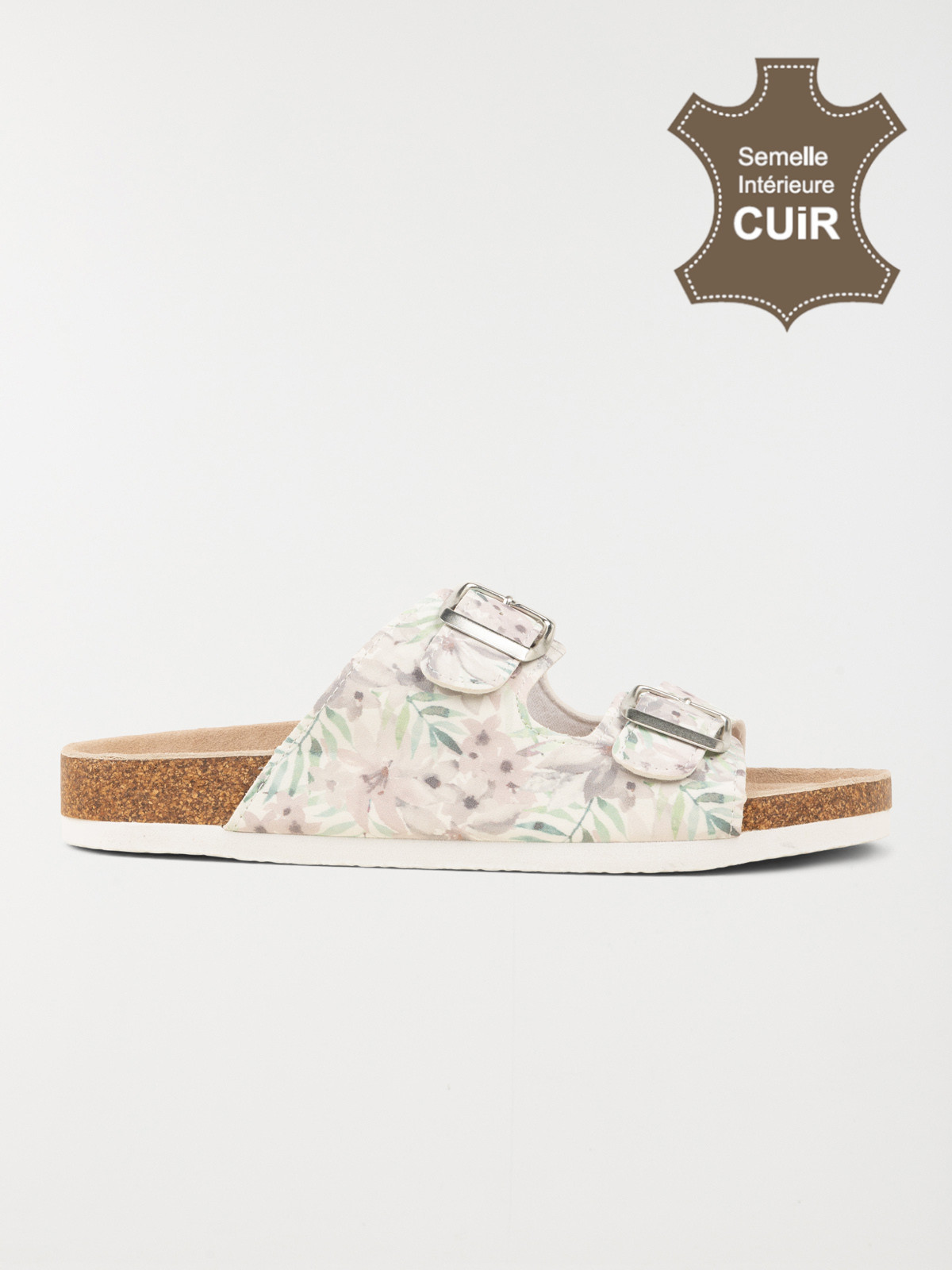Mules imprimées femme gris (36-41)