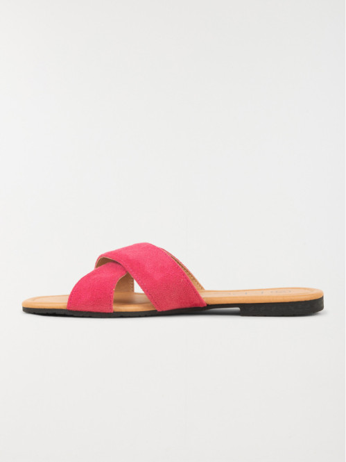 Mule plate velours rose...