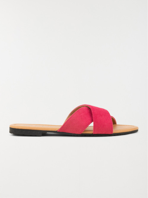 Mule plate velours rose femme (36-41)
