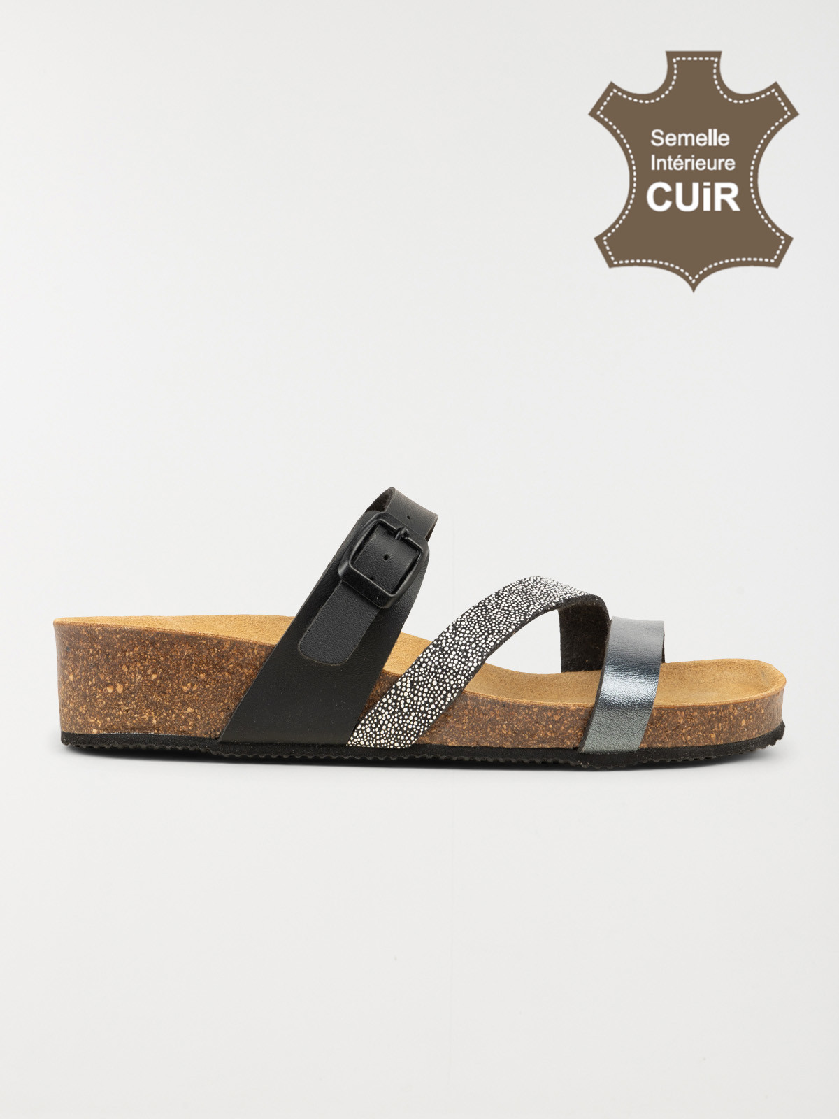 Mule plate noire femme (36-41)