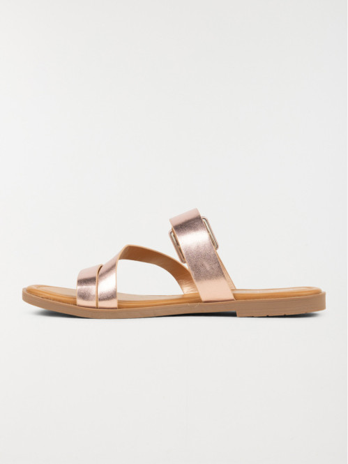 Mules plates femme rose dorée (36-41)