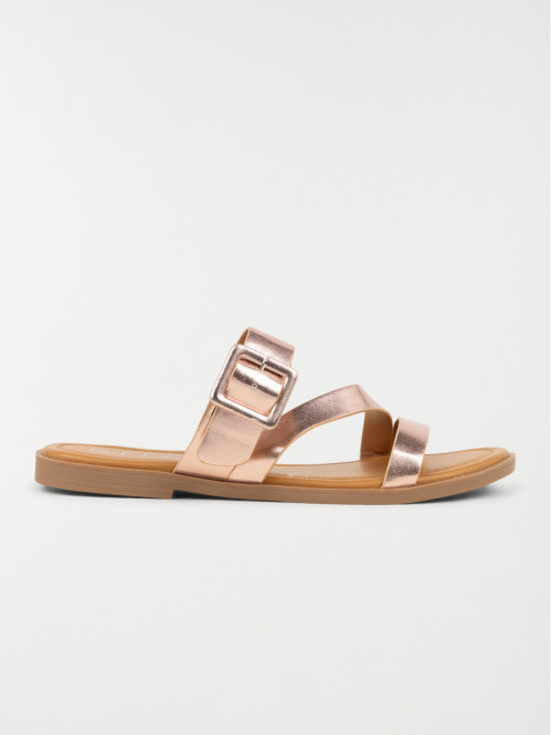 Mules plates femme rose dorée (36-41)