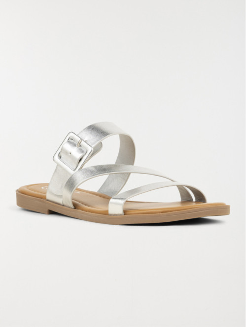 Mules plates argentées femme (36-41)