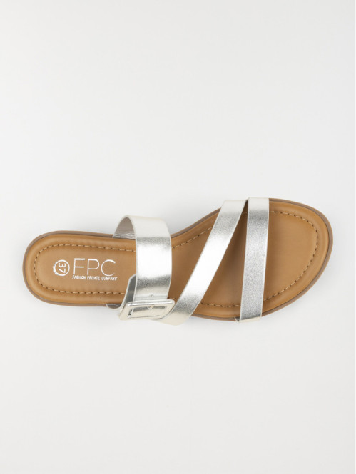 Mules plates argentées femme (36-41)