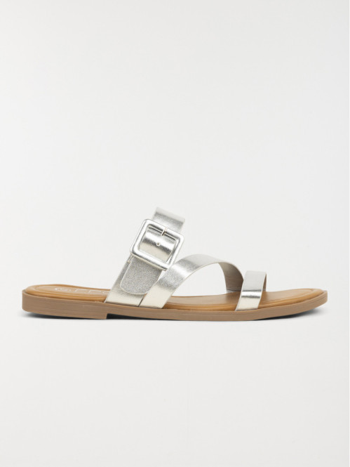 Mules plates argentées femme (36-41)