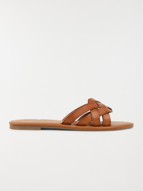 Mule brides croisées femme tan (37-42)