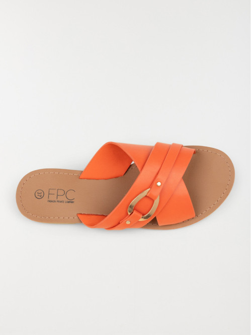 Mule plate anneau orange femme (36-41)