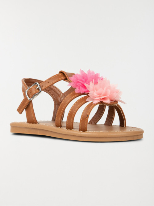 Nu-pieds fille fleurs bicolores (31-35)