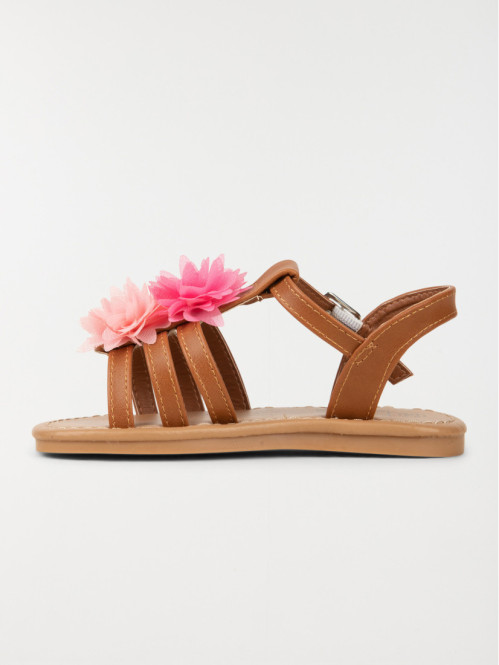 Nu-pieds fille fleurs bicolores (31-35)