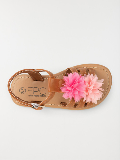 Nu-pieds fille fleurs bicolores (31-35)