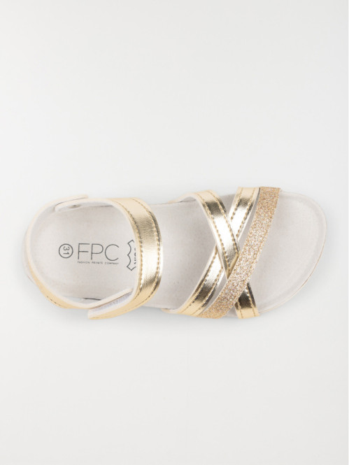 Sandale marron bride dorée fille (31-36)