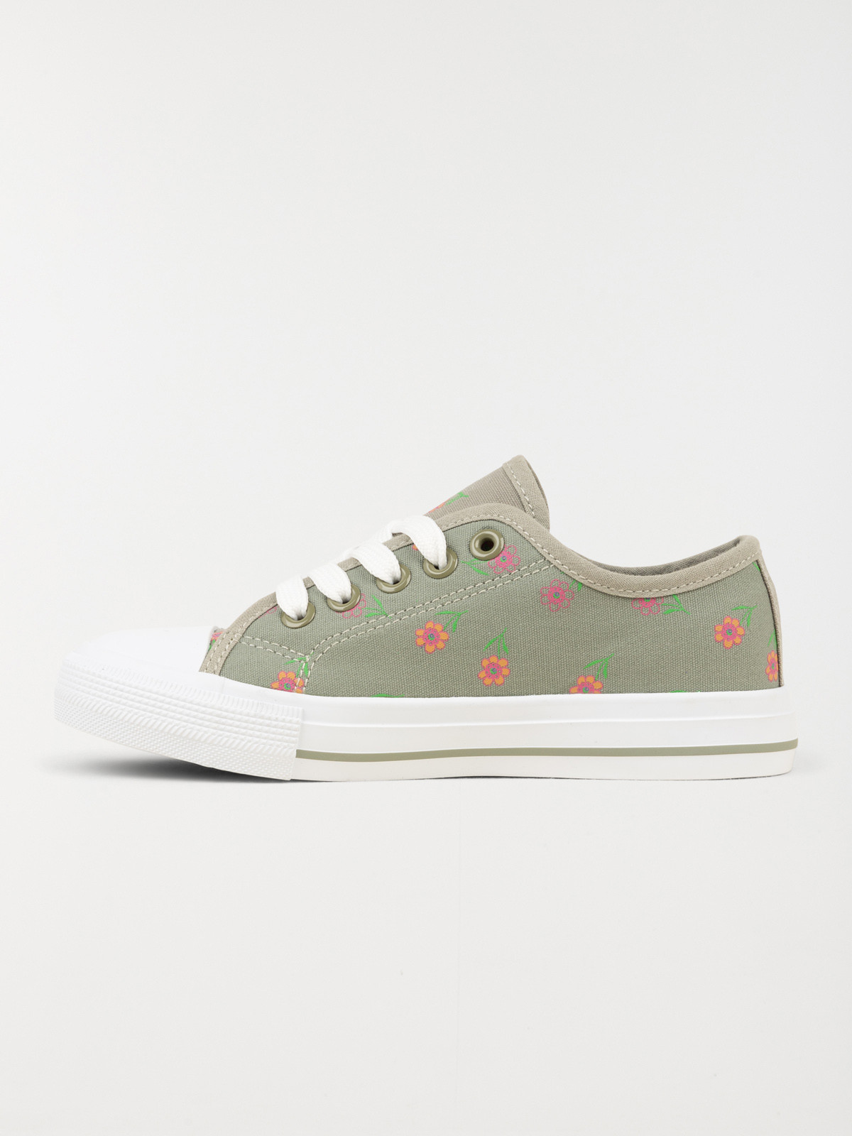 Tennis toile kaki fleurie fille (31-35)