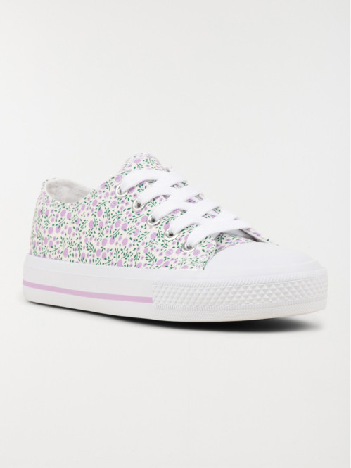 Tennis toile lilas fleurie fille (31-35)