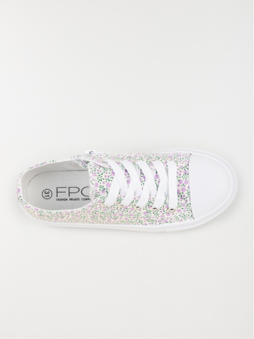 Tennis toile lilas fleurie fille (31-35)