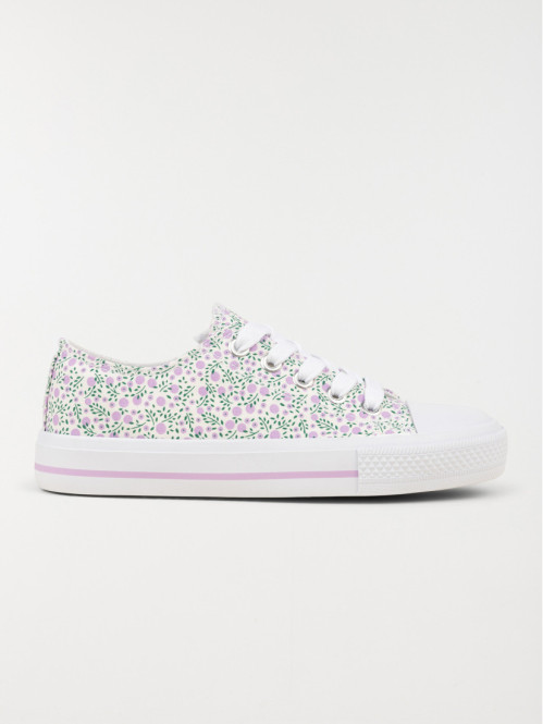 Tennis toile lilas fleurie fille (31-35)