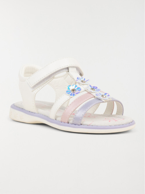 Sandales blanches fleurs fille (24-30) Sandales blanches fleurs fille (24-30)