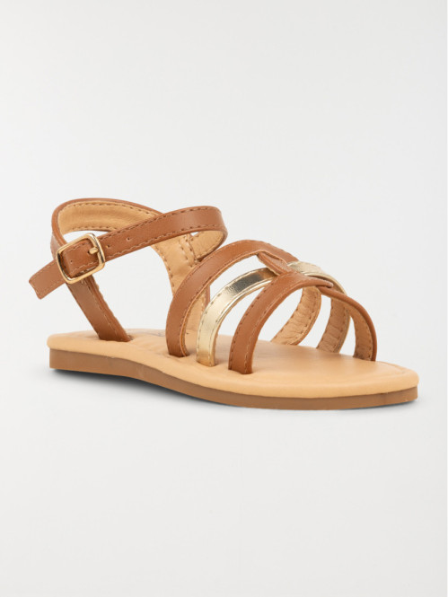 Sandale marron bride doree fille 25 30