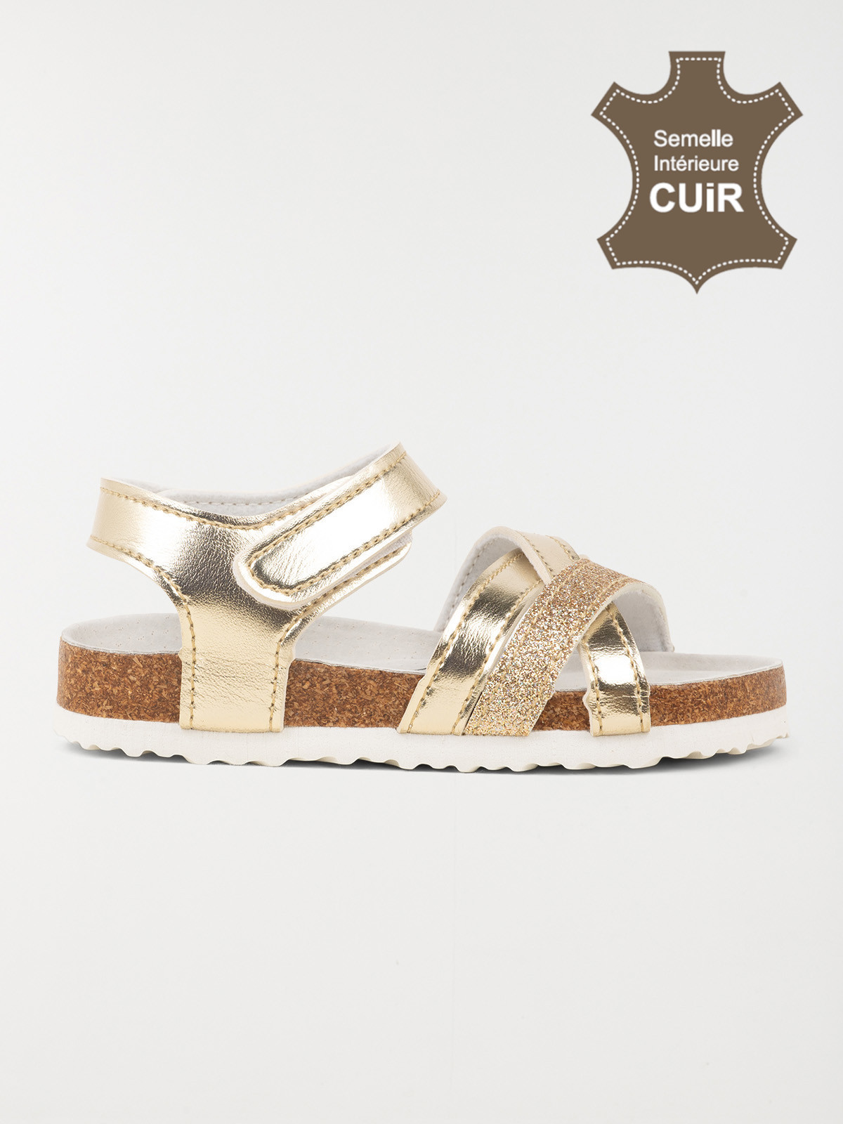 Sandale marron bride dorée fille (24-30)