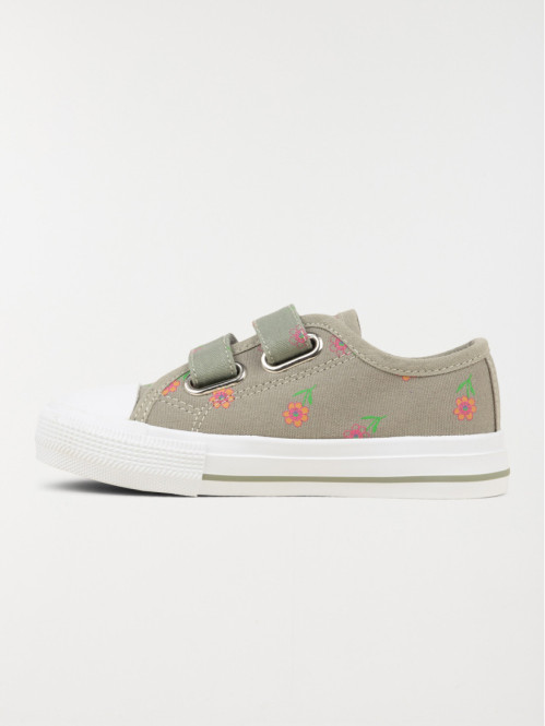 Tennis toile fleurie kaki fille (24-30) Tennis toile fleurie kaki fille (24-30)