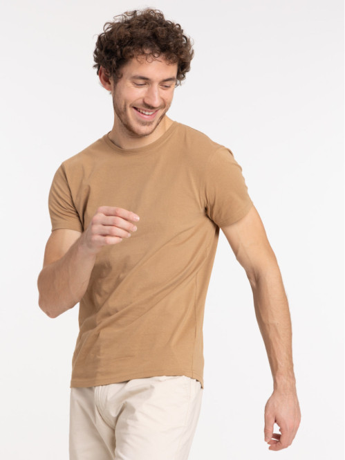 T-shirt homme col rond fauve
