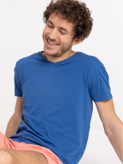 T-shirt homme col rond bleu franc