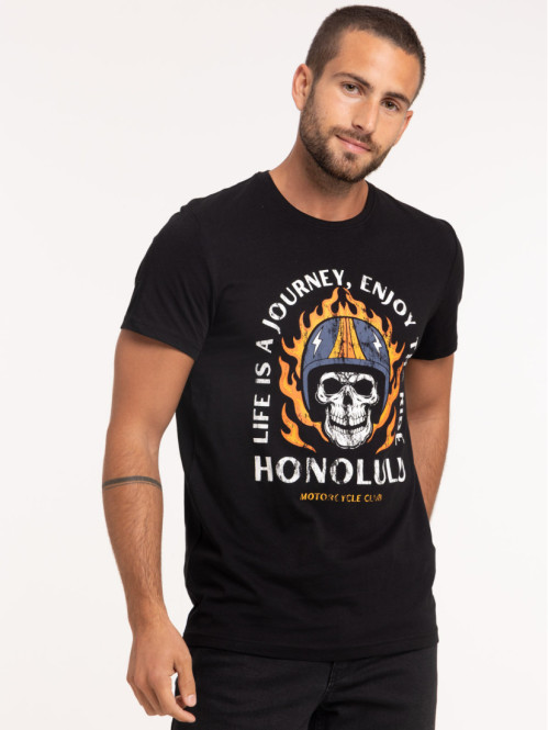 T-shirt Honolulu noir homme