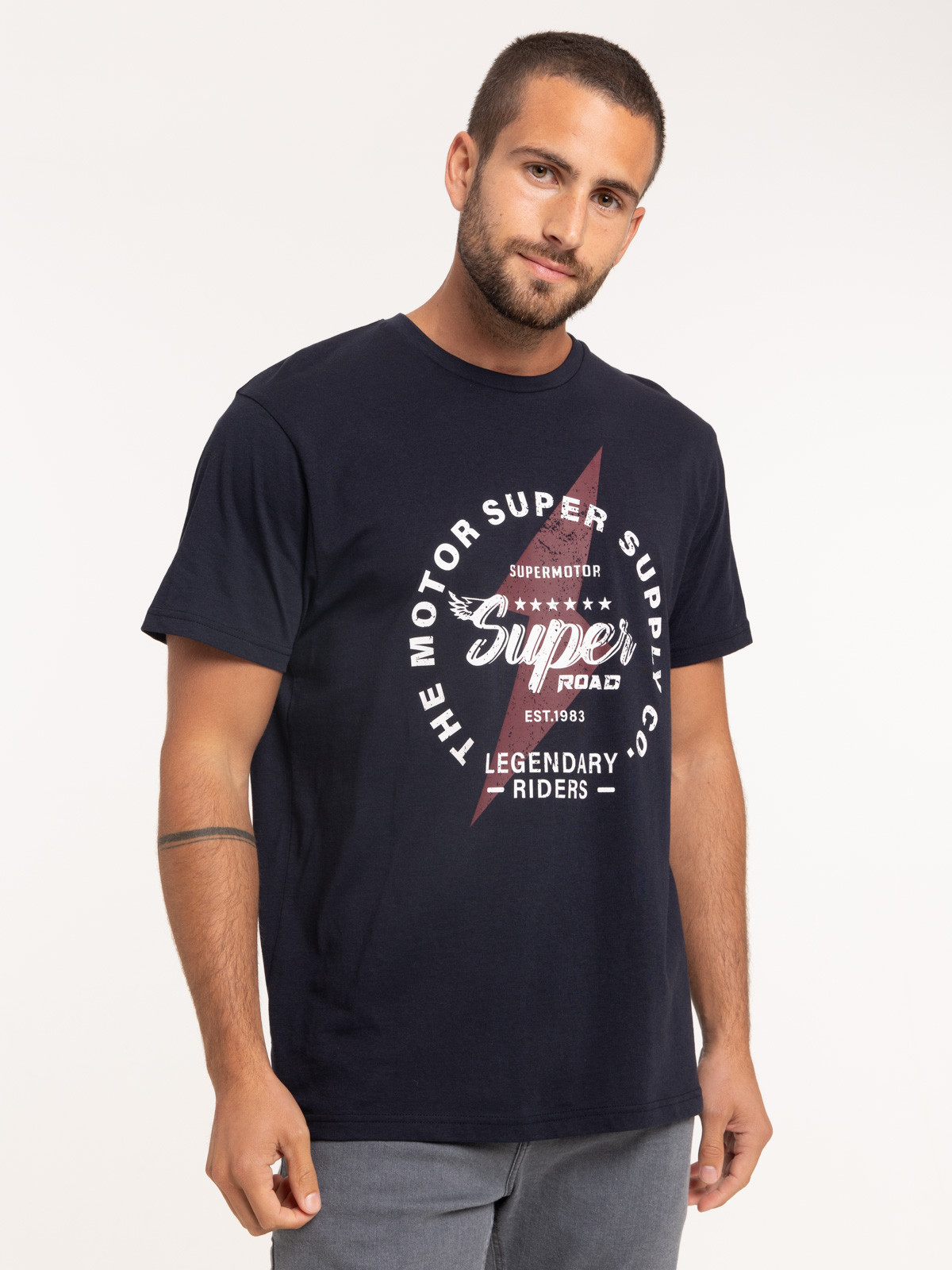 T-shirt imprimé marine navy homme