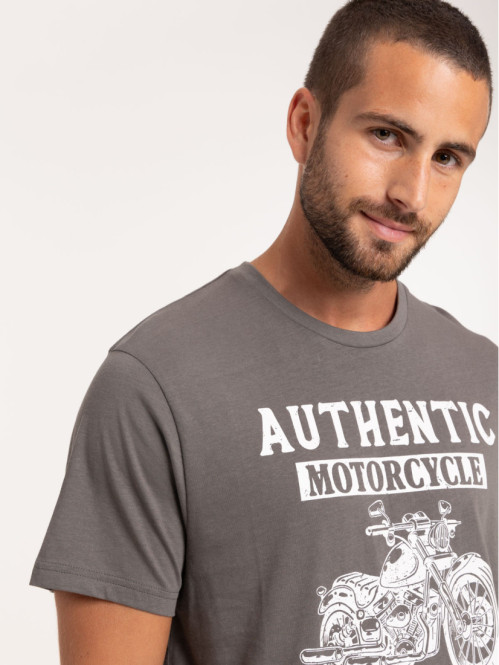 T-shirt imprimé moto gunmetal homme