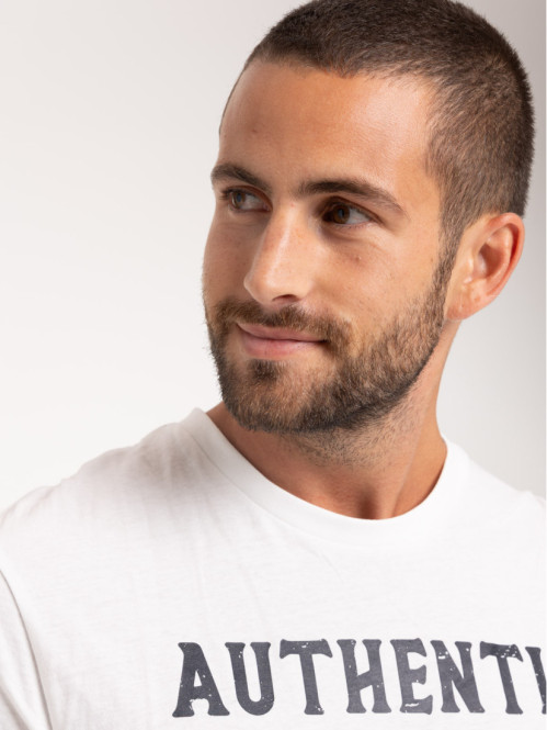 T-shirt imprimé moto écru homme